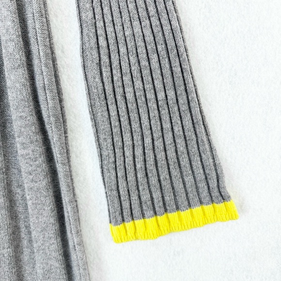 Anthropologie Sweater Dress Womens Small Gray Yellow Rib Knit Bell Sleeves - Picture 9 of 13